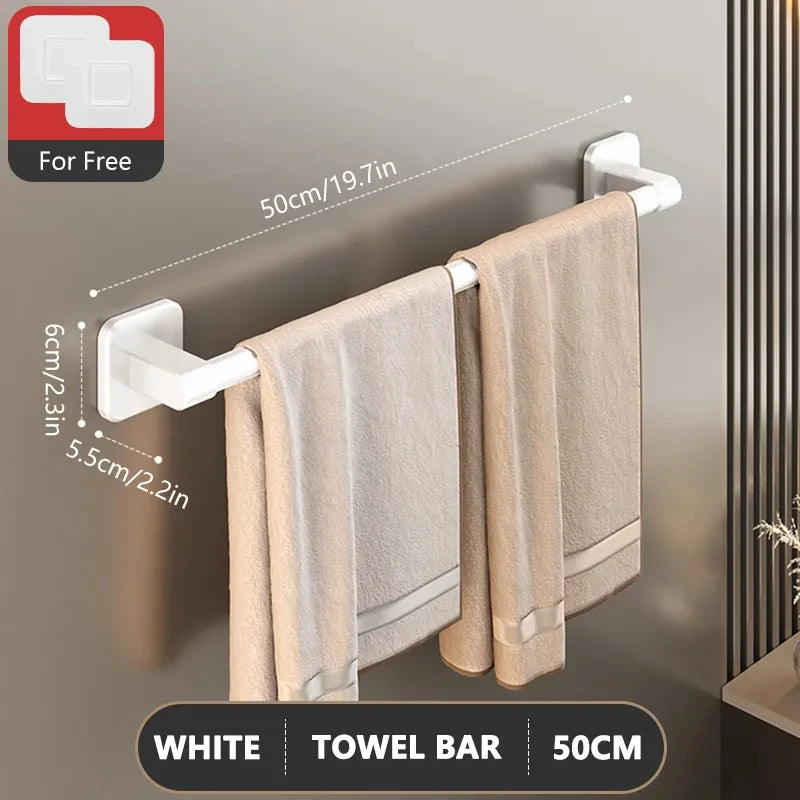 Non perforated suction cup wall mounted towel rack, bathroom storage rack, bathroom horizontal bar towel rack Beauty World Shop