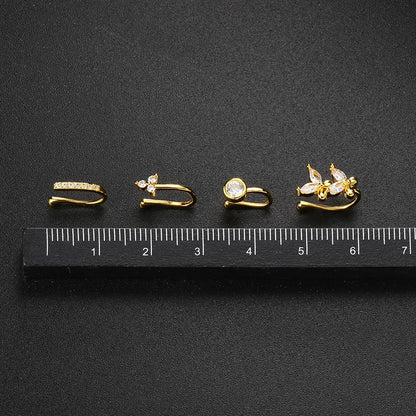 Fake Piercing Clip Nose Ring Cuff Body Jewelry for Women New Trend 1PCS Ear Cuffs Heart Star Flowers Butterfly Clip Rings KAE197 Beauty World Shop