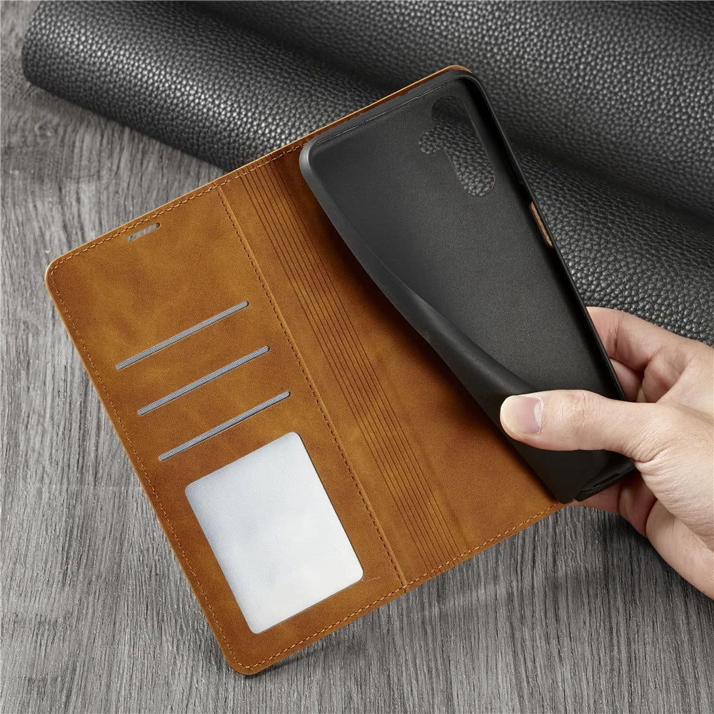 Leather Phone Case For Samsung S26 S25 edge S24 S23 FE S22 Ultra S21 S20 S10 Plus Note 20 10 9 Magntic Flip Card Wallet Cover Beauty World Shop