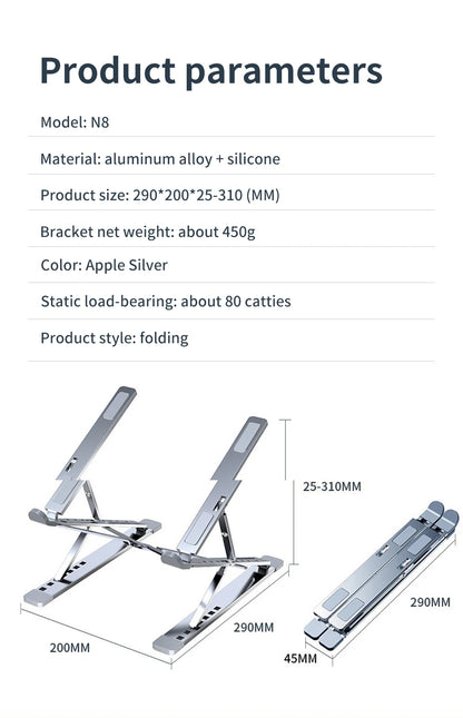Laptop Stand For Macbook Folding Adjustable Aluminum Computer Pc Tablet Stand Notebook Tablelaptop Holder Heat Dissipation Beauty World Shop