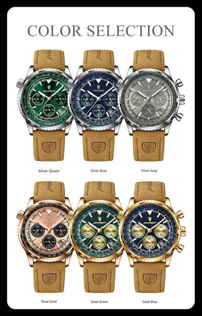 POEDAGAR Luxury Business Men's Watch Waterproof Luminous Date Chronograph Leather Man Clock Fashion Quartz Watches For Men Reloj Beauty World Shop