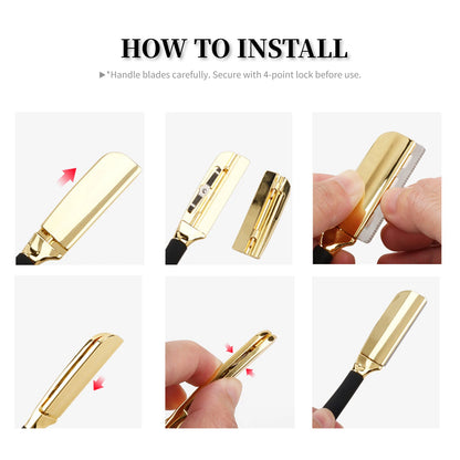 New Professional Baber Beard Straight Edge Shaving Razor Men Hair Removal Tools, Wooden Handle, Anti-Slip Grip for Home Shaving Beauty World Shop