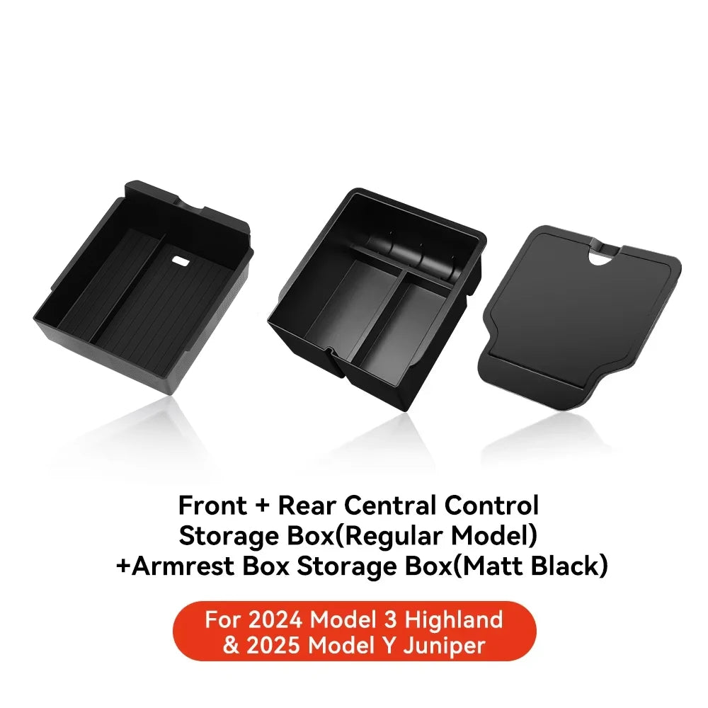 YZ For Tesla Model 3 Highland 2024 Model Y juniper 2025 Storage Box Center Armrest Hidden Box Cup Holder Organizer Accessories Beauty World Shop