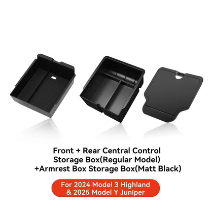YZ For Tesla Model 3 Highland 2024 Model Y juniper 2025 Storage Box Center Armrest Hidden Box Cup Holder Organizer Accessories Beauty World Shop