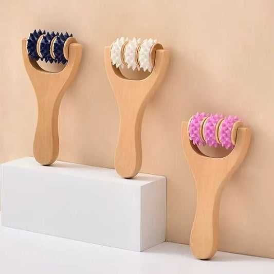 Wooden Massage Roller Set | Handheld Body & Foot Massager for Neck Back Legs | Muscle Relief Tool for Home & Office Use Beauty World Shop