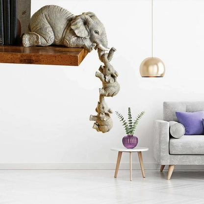 3pcs/set Cute Elephant Figurines Elephant Holding Baby Elephant Resin Crafts Home Furnishing Gift Beauty Fashion