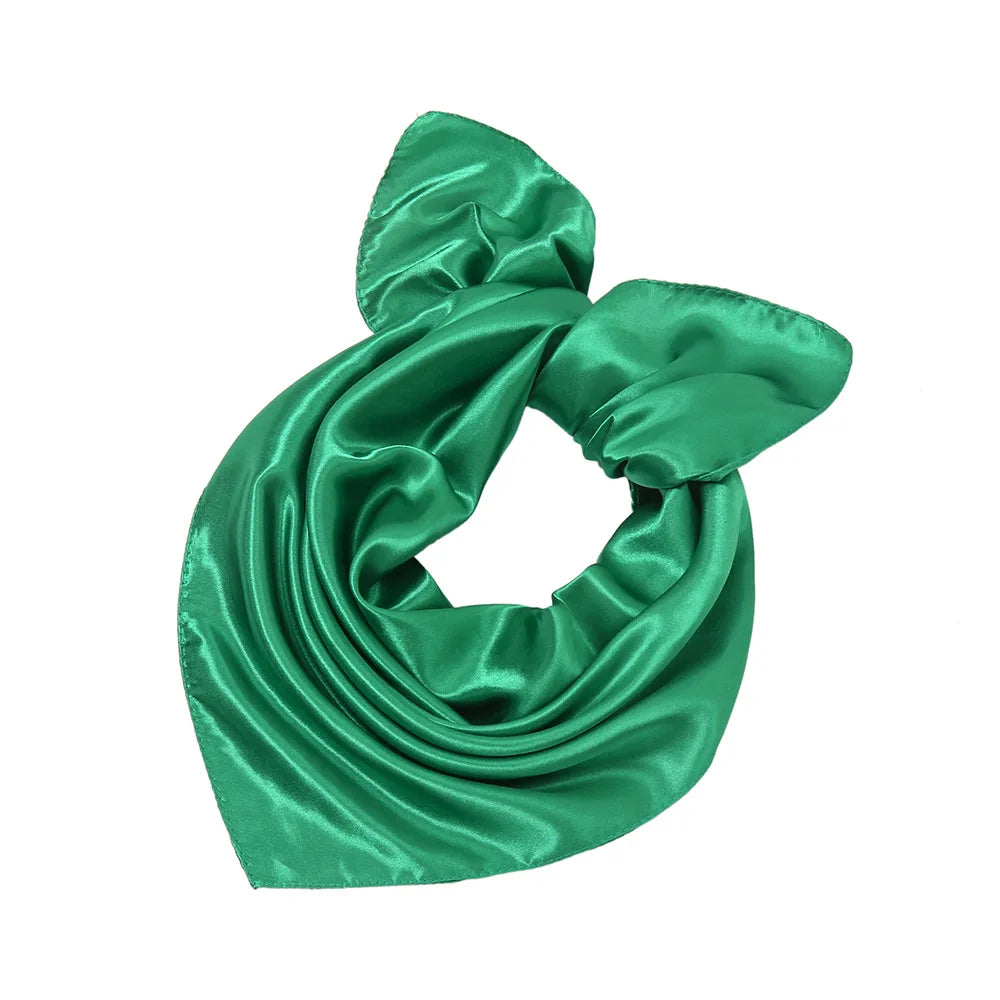 Women New Plain Satin Solid Color 60x60cm Square Scarf Girl Simulation Silk Performance Small Scarves Best Party Gift Beauty World Shop