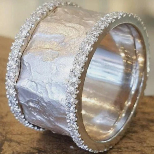 2025 New Irregular Ripple Inlay Zircon Hoop Rings For Women Birthday Gift Accessories Fashion Custom Jewelry Beauty World Shop