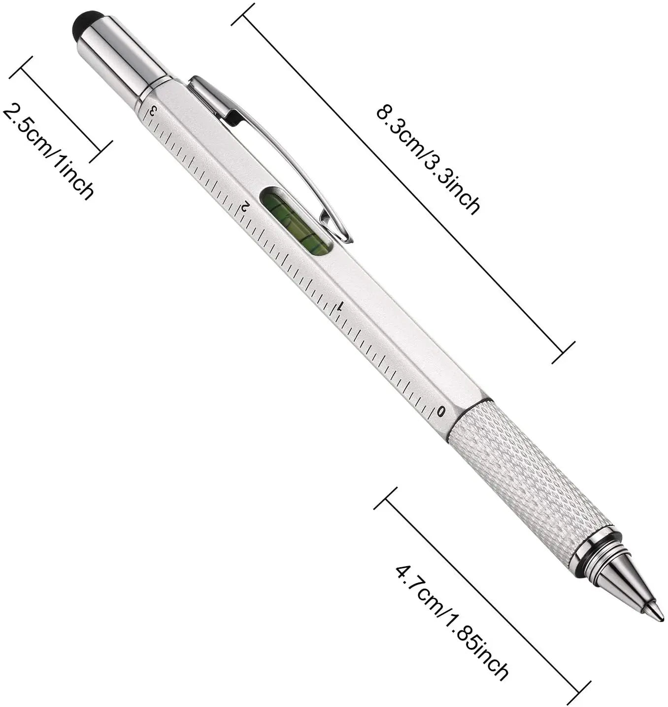 7 in 1 Multifunctional Pen Touch Screen Stylus Capacitive Pen with Screwdriver Ruler Levelgauge Refillable Ballpoint Pencil Tool Beauty World Shop
