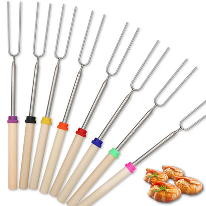 5/10/12pcs Adjustable Telescopic Barbecue Forks Metal Skewers Roasting Stick Suitable for Eating BBQ Dinner Dessert Beauty World Shop
