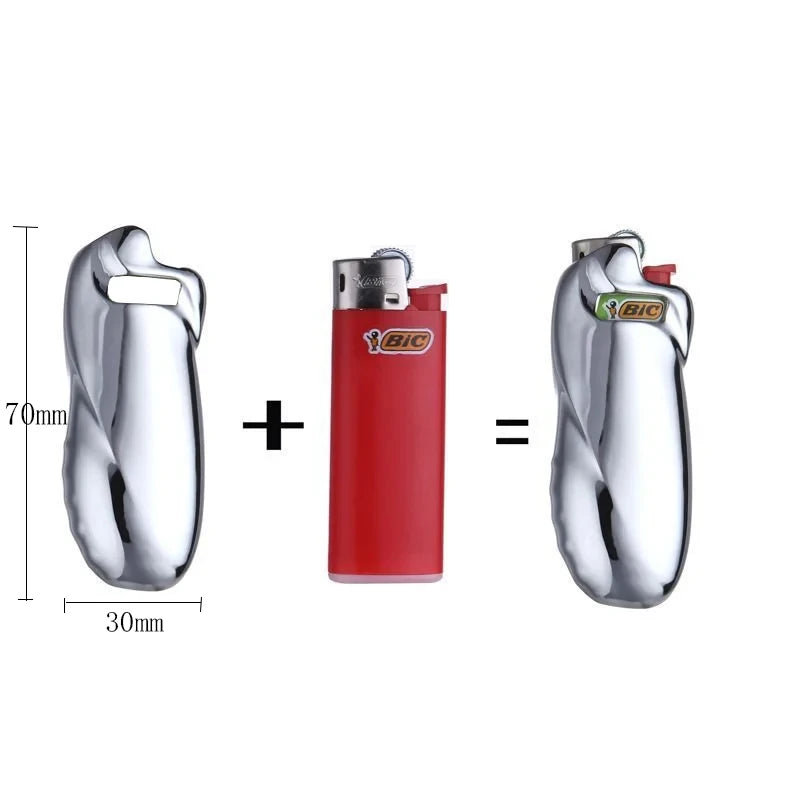 Clearance_Shiny Zinc Alloy Chromed Metal Shell For Small Bic Lighter J5 J25 No Lighter_Continuous updates Beauty World Shop