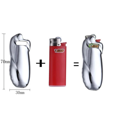 Clearance_Shiny Zinc Alloy Chromed Metal Shell For Small Bic Lighter J5 J25 No Lighter_Continuous updates Beauty World Shop