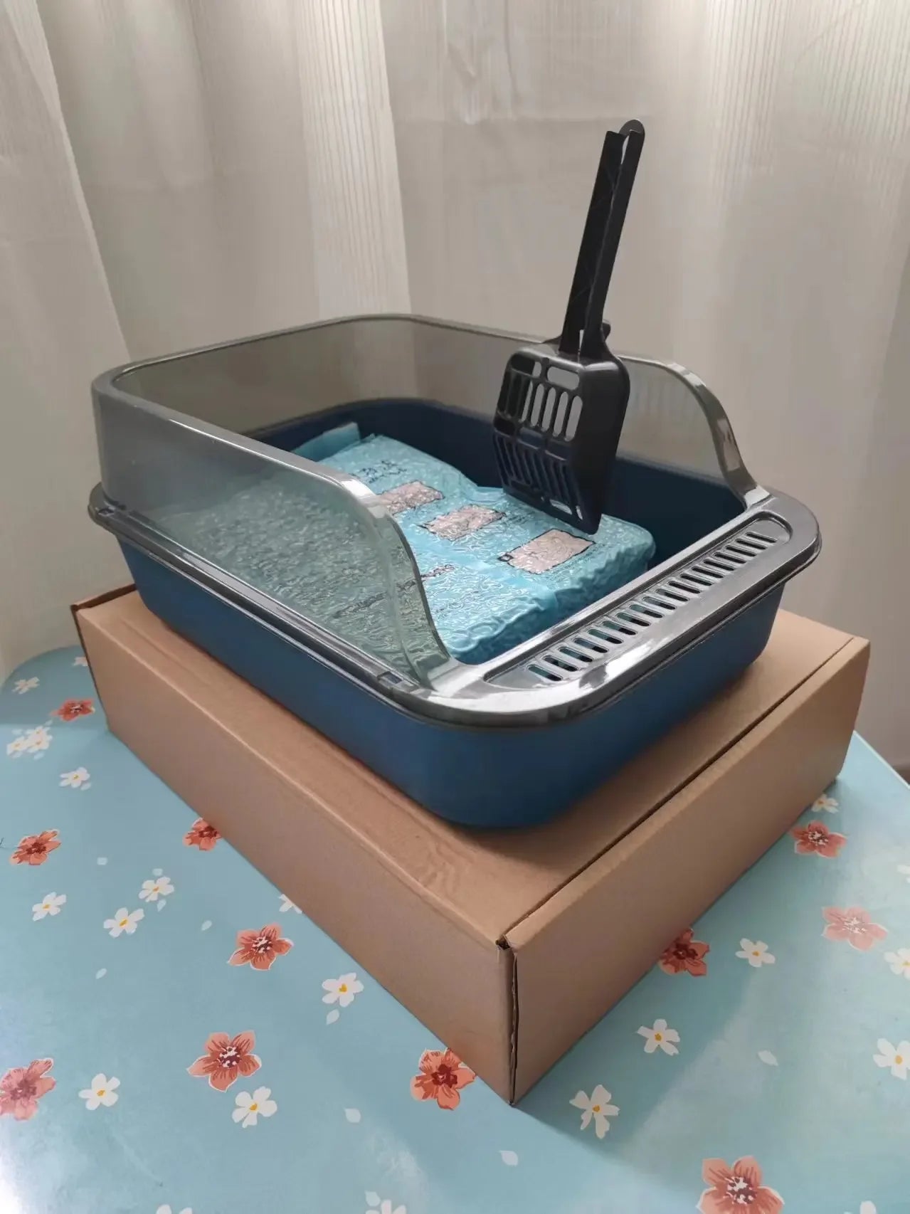 Cat Litter Box Set Large Fence Semi Enclosed Cat Litter Box Thickened Cat Toilet with Cat Litter Scoop Pet Supplies Cat Litter Beauty World Shop