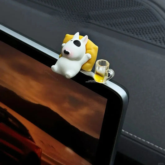Bull Terrier Universal Car Accessories Interior Adorable Dashboard Figurine with Relaxed Pose Ornament for Tesla BMW Hyundai KIA Beauty World Shop