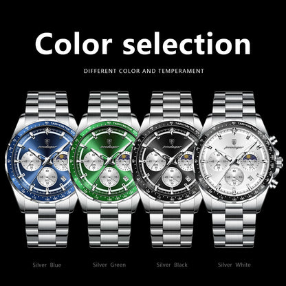 POEDAGAR Business Brand Man Wristwatch Waterproof Stainless Steel Luminous Men Watch Chronograph Date Men's Quartz Watches Reloj Beauty World Shop