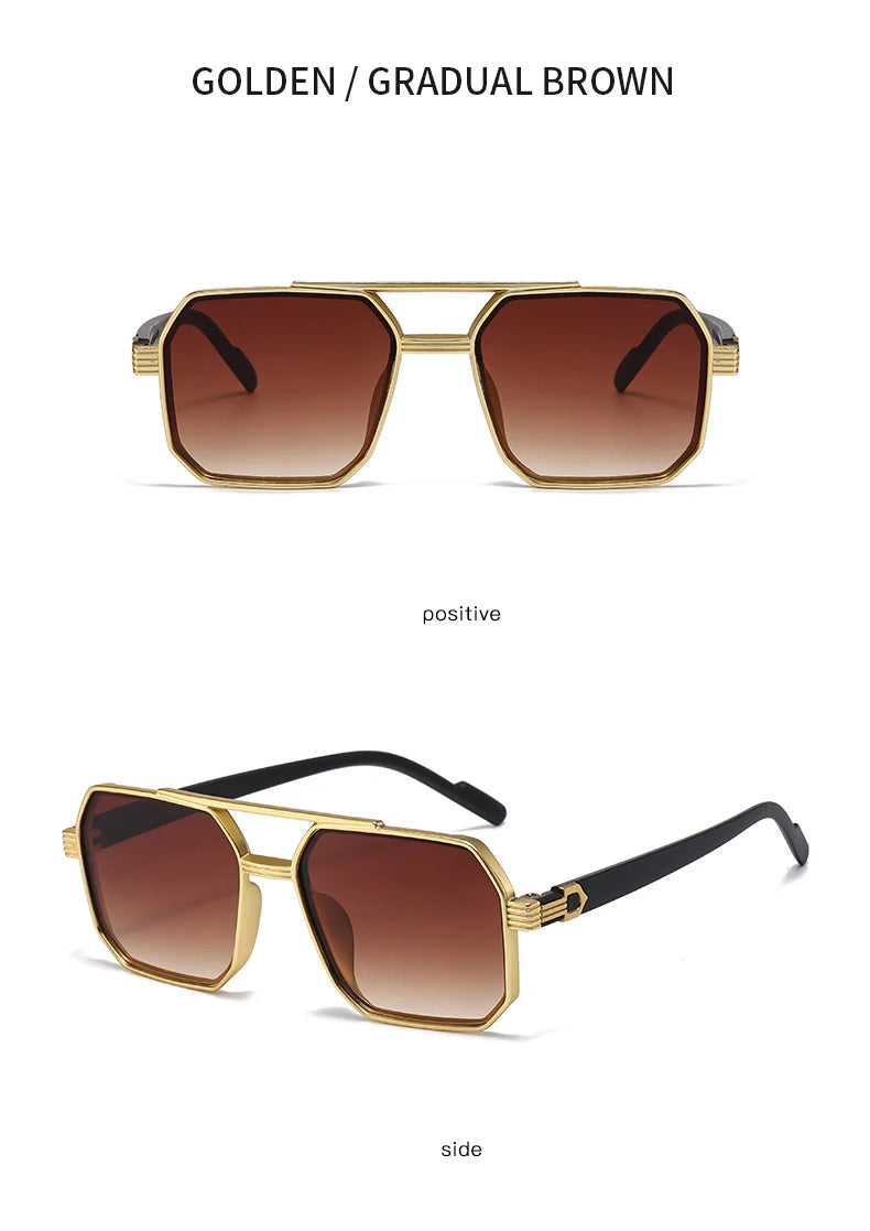 Hiking New Fashion Double Beam Polygonal Anti Light Glasses Retro Personalized Trendy Large Frame Eyewear European and American Beauty World Shop