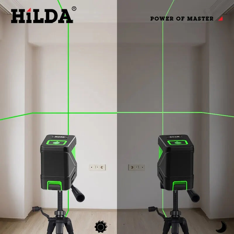 HILDA 2 Lines Laser Level Self Levelling Green Beams Laser Horizontal Vertical Cross Line Mini Laser Level Beauty World Shop