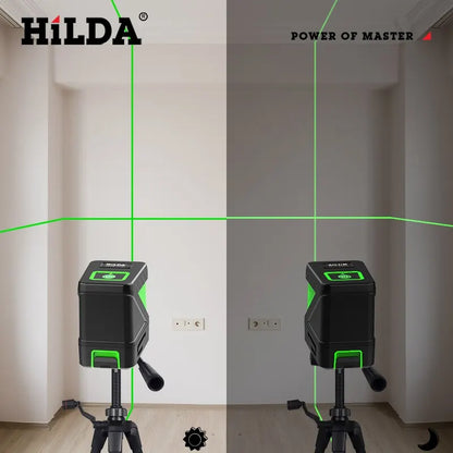 HILDA 2 Lines Laser Level Self Levelling Green Beams Laser Horizontal Vertical Cross Line Mini Laser Level Beauty World Shop