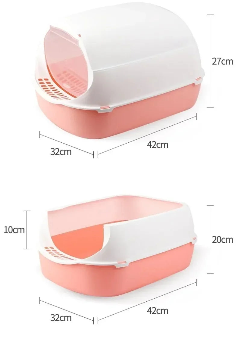 Kitty Sandbox Cat Litter Box Semi-enclosed Splashproof Cat Tray Cat Toilet Cleaning Basin Supplies Pet Toilet Kitten Tray Bedpan Beauty World Shop