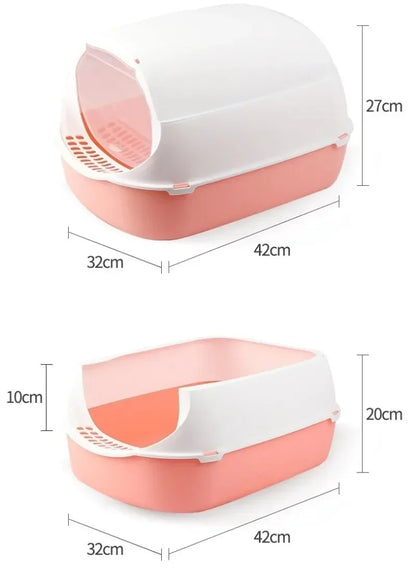 Kitty Sandbox Cat Litter Box Semi-enclosed Splashproof Cat Tray Cat Toilet Cleaning Basin Supplies Pet Toilet Kitten Tray Bedpan Beauty World Shop