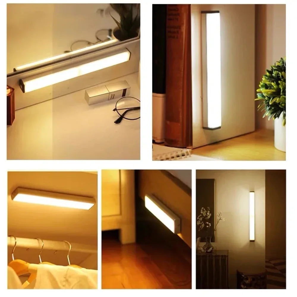 LED Bar Lights USB Rechargeable Motion Sensor Night Light Portable Induction Cabinet Light for Kitchen Room for Wardrobe Hallway Beauty Fashion