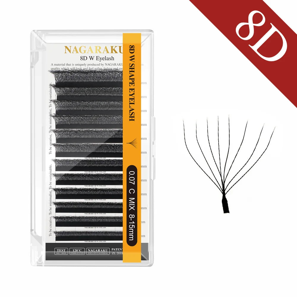NAGARAKU Automatic Flowering W Shape Bloom 3D 4D 5D 6D 7D 8D Premade Fans Speed Eyelash Extensions Natural Soft Light Full Dense Beauty Fashion