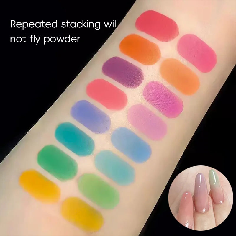 16 Grid Rainbow Solid Gradient Disc, Long-Lasting High Saturation, Gradient Blending Powder, Gradient Effect, Creative Nails Beauty World Shop