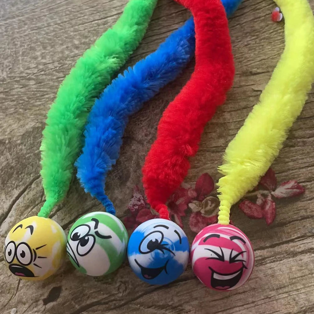Cat interactive toys Tickle Cat Colorful bouncing ball Pet supplies Puzzle teasing indoor cat worm caterpillar elastic toy Beauty World Shop
