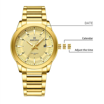 2024 Top Brand NAVIFORCE Mens Watches Stainless Steel Strap Casual Male Quartz Sports Wristwatch Luxury Waterproof Date Clock Beauty World Shop
