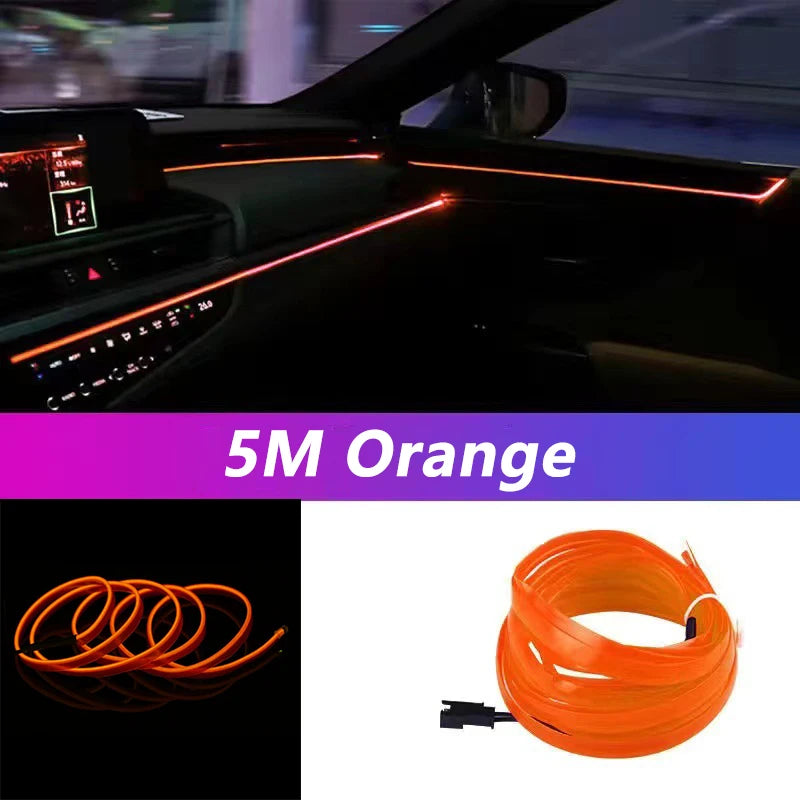5M Car Interior Led Strip Light Neon EL Wiring Decorative Lamp For Auto DIY Flexible Ambient Light USB Party Atmosphere Diode Beauty World Shop