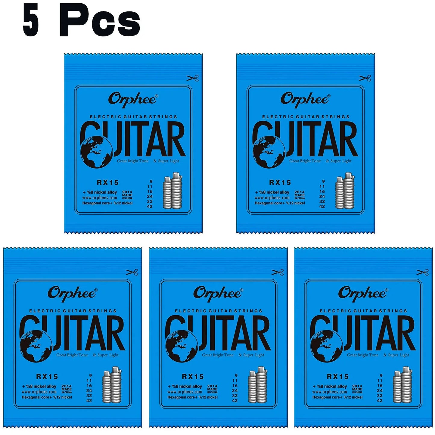 Orphee 1/5/10 Pcs Electric Guitar Strings Set RX Series Hexagonal Carbon Steel 6 String for Electric Guitar Accessories&Parts Beauty World Shop