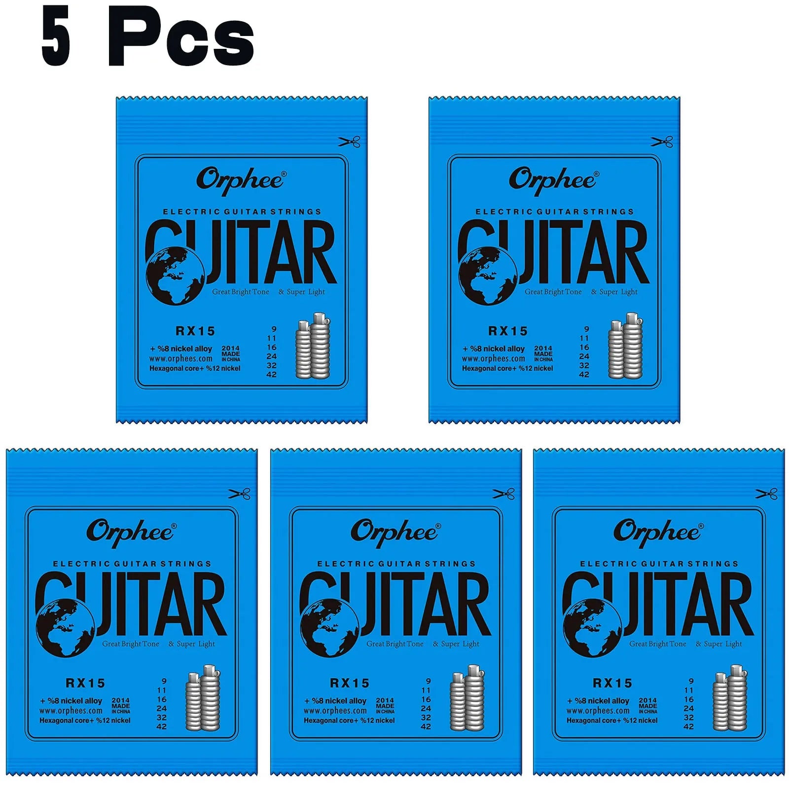 Orphee 1/5/10 Pcs Electric Guitar Strings Set RX Series Hexagonal Carbon Steel 6 String for Electric Guitar Accessories&Parts Beauty World Shop