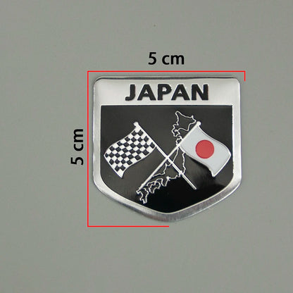 1pcs Metal Car Stickers Multi-style Japan National Flag Motorbike Universally self-adhesive Decoration Styling Emblem Beauty World Shop
