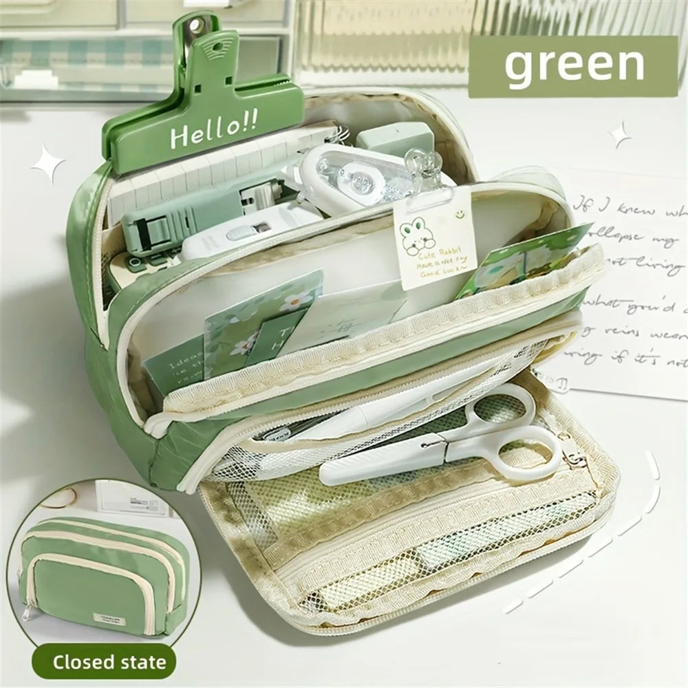 A Large-capacity Multi-layer Pencil Case, A Simple Multi-purpose Student Stationery Box And Makeup Storage Bag Beauty World Shop