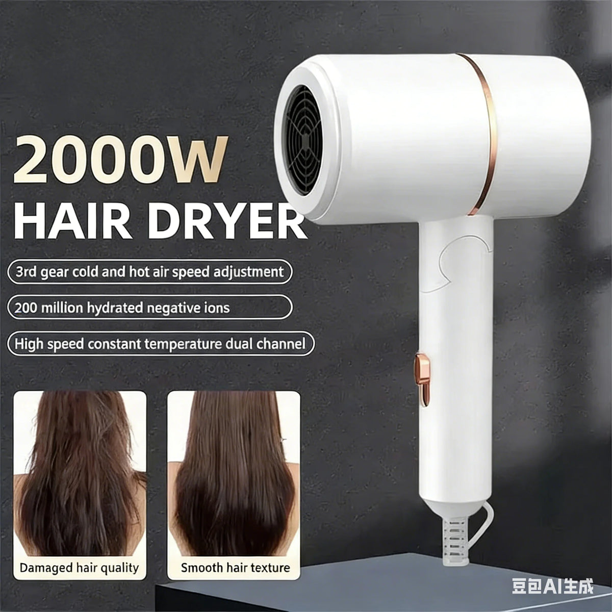 Folding Hairdryer High Power Negative Ion Hair Dryer Home Thermostatic Travel Portable Silent Hair Brush Dryer 2025 Beauty World Shop