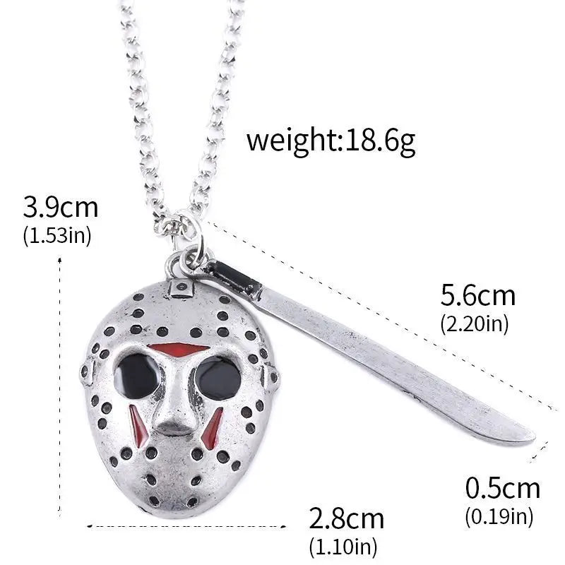 Horror Movie Halloween Keychain Hockey Mask Machete Metal Keyring Pendants Cosplay Props For Men Women Backpack Jewelry Beauty World Shop