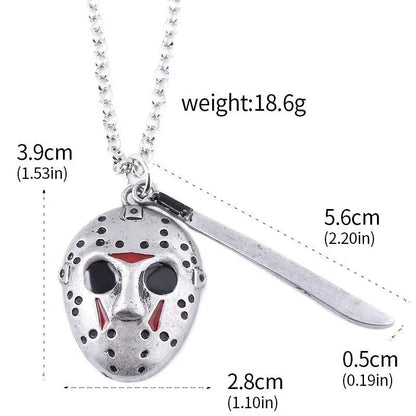 Horror Movie Halloween Keychain Hockey Mask Machete Metal Keyring Pendants Cosplay Props For Men Women Backpack Jewelry Beauty World Shop