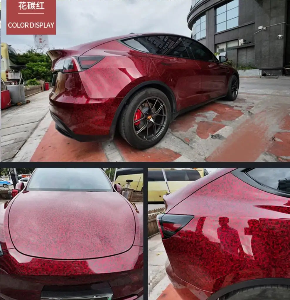 Glossy Laser Forged Carbon Fiber Vinyl Wrap Self Adhesive Car Sticker Waterproof Auto Glossy Vinyl Carbon Film for Car Decal Beauty World Shop