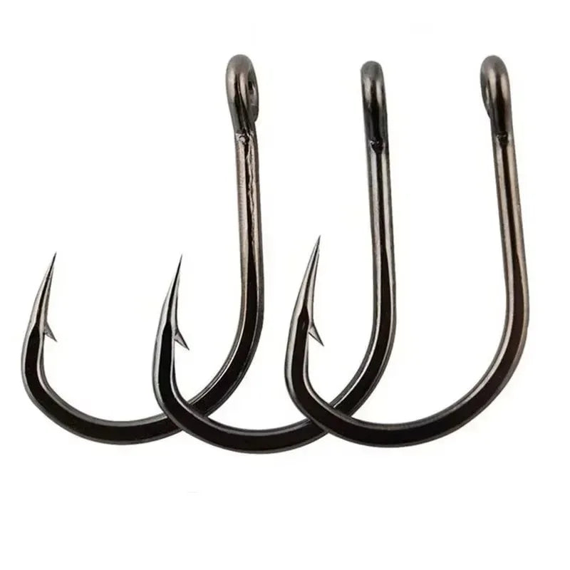 100Pcs/box #3~#12 High Carbon Steel Hooks, Sport Circle Silver Fishing Hooks Beauty World Shop