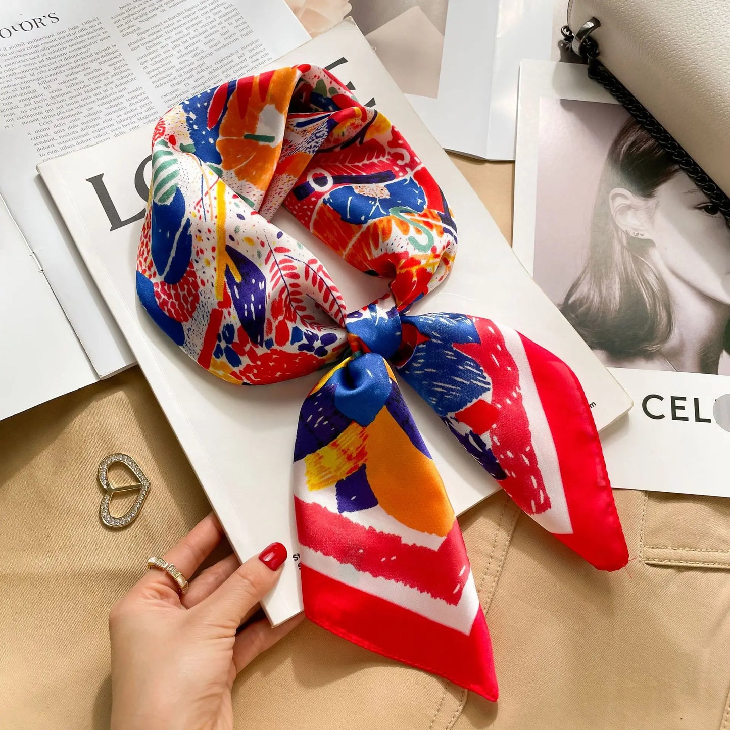 2025 New Fashion Luxury Printed Square Shawl Women 70x70cm Pashmina Silk Scarf Neck Headband Bandana Beauty World Shop