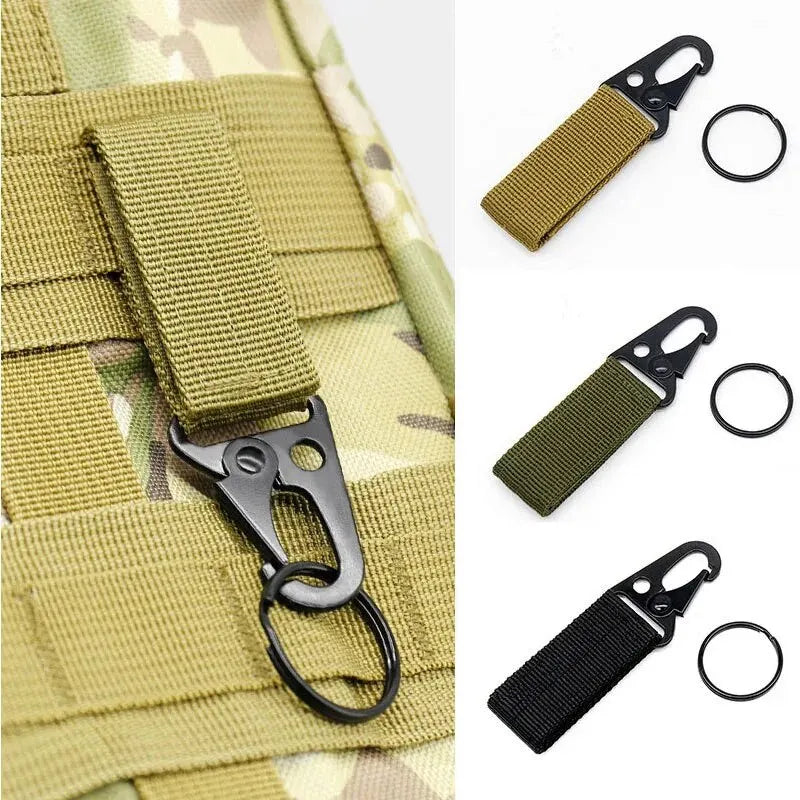 2pcs Tactical Hanging Buckle Molle Nylon Webbing Carabiner Belt Triangle Keychain for Outdoor Climbing Camping Tool Accessory Beauty World Shop