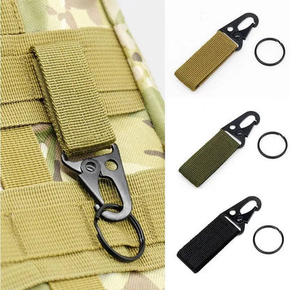 2pcs Tactical Hanging Buckle Molle Nylon Webbing Carabiner Belt Triangle Keychain for Outdoor Climbing Camping Tool Accessory Beauty World Shop