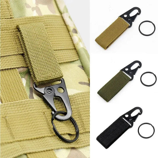 2pcs Tactical Hanging Buckle Molle Nylon Webbing Carabiner Belt Triangle Keychain for Outdoor Climbing Camping Tool Accessory Beauty World Shop