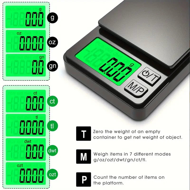 Precision Pocket Scale 1000g X 0.1g - Digital Gram, Food, Jewelry, Ounces/Grains Scale with Backlit LCD - Mini Scale for Travel Beauty World Shop