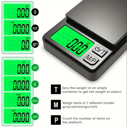 Precision Pocket Scale 1000g X 0.1g - Digital Gram, Food, Jewelry, Ounces/Grains Scale with Backlit LCD - Mini Scale for Travel Beauty World Shop