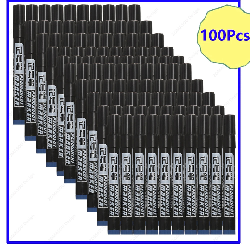 1-100Pcs Waterproof Oil-based Marker Pen Quick Dry Black Blue Red Ink Permanent for Metal Glass Stationery Art School Supply Beauty World Shop