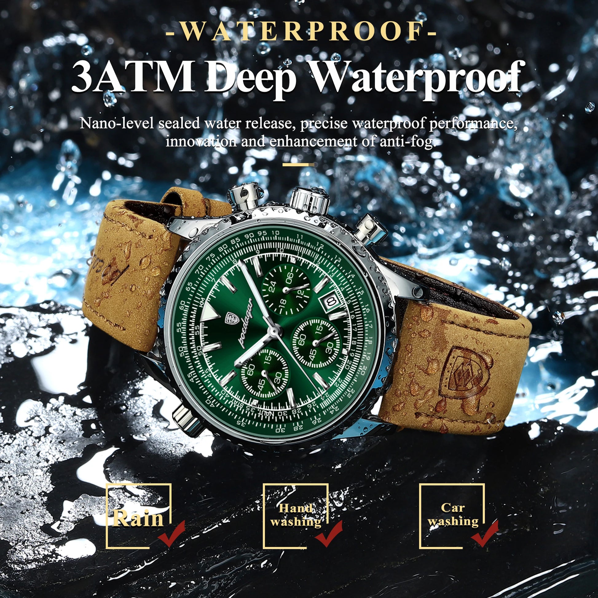 POEDAGAR Luxury Business Men's Watch Waterproof Luminous Date Chronograph Leather Man Clock Fashion Quartz Watches For Men Reloj Beauty World Shop
