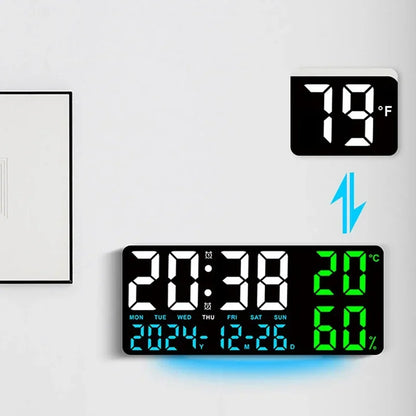Digital Wall Clock with Atmosphere Lights Remote Control TEMP Humidity Display LED Large Table Clock Multifunctional Alarm Clock Beauty World Shop