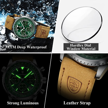 POEDAGAR Luxury Business Men's Watch Waterproof Luminous Date Chronograph Leather Man Clock Fashion Quartz Watches For Men Reloj Beauty World Shop