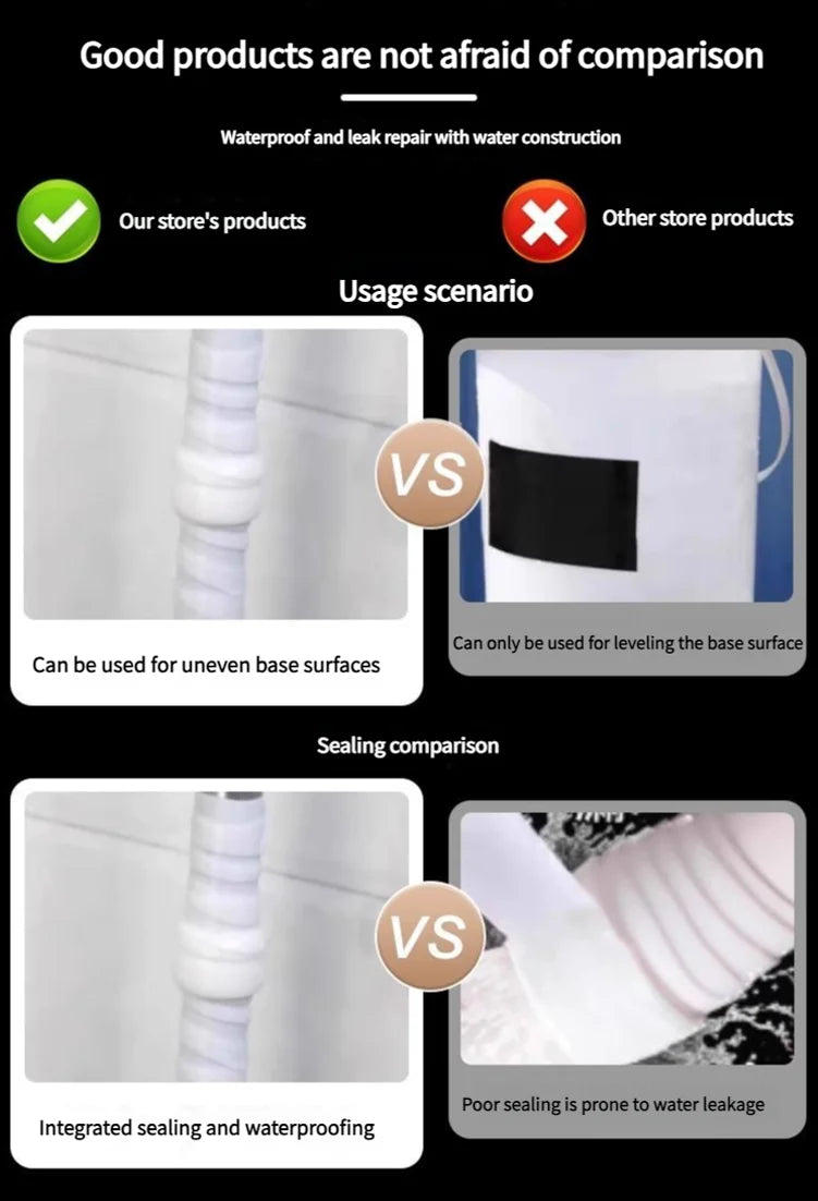 Insulating pipe tape with super waterproof, leak-stopping, sealing and repair performance is suitable for silicone kitchens Beauty World Shop